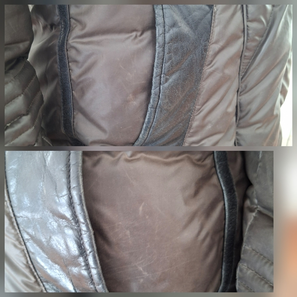 Rudsak Feathers Down Leather Women's Winter Coat Real Fur khaki brown - Picture 16 of 16